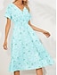 cheap Print Dresses-Women&#039;s Casual Dress Floral Print V Neck Midi Dress Vacation Short Sleeve Summer