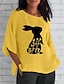 preiswerte T-Shirts für Damen-Damen T Shirt Lange Baumwolltops Tier Buchstabe Bedruckt Wochenende Modisch 3/4 Ärmel Rundhalsausschnitt Gelb Sommer