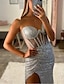 cheap Prom Dresses-Mermaid / Trumpet Prom Dresses Sparkle Dress Wedding Engagement Sweep / Strapless Sequined with Glitter Slit 2024