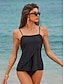 cheap Tankinis-Women&#039;s Swimwear Tankini Swimsuit Backless 2 Piece Plain Pure Color Basic Bathing Suits