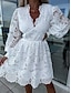ieftine rochii simple-Pentru femei Rochie casual Rochie Mini cu Maneca Dată Vacanță Șic Stradă Linie A În V Manșon Lung Negru Alb Fucsia Culoare