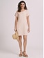 זול שמלות פשוטות-שמלת משמרת לנשים שמלה באורך הברך שרוול קצר בצבע טהור כיס אביב קיץ צוואר צוואר בסיסי קז&#039;ואל קלאסי רופף 2023 s m l xl 2xl 3xl 4xl 5xl / כותנה