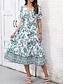 preiswerte Bedruckte Kleider-Damen Casual kleid A Linie Kleid Blumen Bedruckt V Ausschnitt Midikleid Urlaub Kurzarm Sommer