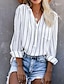 cheap Basic Women&#039;s Tops-Shirt Blouse Women&#039;s White Light Green Pink Striped Button Street Daily Fashion V Neck Regular Fit S