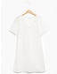 cheap Plain Dresses-Women&#039;s Shift Dress Midi Dress Cotton Linen Lace Hollow Out Daily V Neck Short Sleeve Summer White