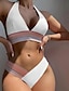 billige Bikinisæt-Dame Normal Badetøj Bikini 2 stk badedragt Hurtigtørrende Push-up bukser Ren farve Dyb nedringning Sporty Sexet Badedragter
