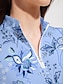 tanie Kolekcja projektanta-Damskie Koszulka polo Niebieski Długi rękaw Ochrona przed słońcem Top Kwiaty Jesień Zima Damskie stroje golfowe Odzież Stroje Noś odzież