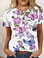 cheap Women&#039;s T-shirts-Women&#039;s T shirt Tee Floral Print Casual Holiday Fashion Short Sleeve Round Neck White Summer