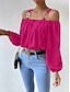 abordables Tops básicos de mujer-Camisa Blusa Mujer Rosa Plano Hombro frío Calle Diario Moda Hombros Caídos Ajuste regular S