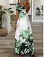 Χαμηλού Κόστους Print Φορέματα-Γυναικεία Καθημερινό φόρεμα Φλοράλ Στάμπα Λαιμόκοψη V Μακρύ Φόρεμα Μάξι Φόρεμα Διακοπές Κοντομάνικο Καλοκαίρι