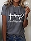 abordables Camisetas de mujer-Mujer Camiseta Algodón 100% Algodón Corazón Letra Estampado Casual Fin de semana Básico Manga Corta Escote Redondo Blanco