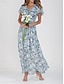 Χαμηλού Κόστους Print Φορέματα-Γυναικεία Σιφόν Καθημερινό φόρεμα Φόρεμα σε γραμμή Α Φλοράλ Στάμπα Λαιμόκοψη V Μακρύ φόρεμα Διακοπές Κοντομάνικο Καλοκαίρι