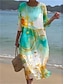 abordables Robes à motifs-Femme Robe d&#039;été Graphic Imprimer Col Ras du Cou Robe mi-longue Bohême Rendez-vous Plage Manche Courte Eté Printemps