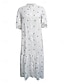 abordables Robes à motifs-Femme robe blanche Robe casual Géométrique A Volants Imprimer Mao Robe mi-longue Vacances Demi Manches Eté
