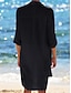 economico Abiti casual bianchi-Per donna Vestito bianco Mini abito Pulsante Da mare Spiaggia Essenziale Colletto Manica lunga Nero Bianco Blu marino Colore
