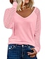 abordables Tops básicos de mujer-Camiseta Mujer Negro Blanco Rosa Plano Malla Calle Diario Moda Escote en Pico Ajuste regular S