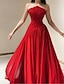 cheap Evening Dresses-A-Line Evening Gown Elegant Dress Formal Prom Floor Length Sleeveless Strapless Chiffon with Ruched Slit 2024