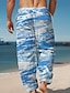 levne Pánské kalhoty pro volný čas s potiskem-dovolená 3D tisk havajský pánské boční kapsy elastický design se stahovací šňůrkou kalhoty kalhoty s rovnými nohavicemi outdoor havajská dovolená polyester modrá zelená s m l střední pas