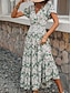 preiswerte Bedruckte Kleider-Damen Casual kleid A Linie Kleid Blumen Bedruckt V Ausschnitt kleid lang Urlaub Kurzarm Sommer