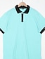 olcso klasszikus póló-Férfi Button Up Polos Golfing Hétköznapi Szabadság Bordás pólógallér Rövid ujjú Divat Alap Tömör szín Kollázs Nyár Normál Fekete Fehér Rubin Medence Barna Zöld Button Up Polos