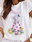 preiswerte T-Shirts für Damen-Damen T Shirt Baumwolle Graphic Bedruckt Wochenende Modisch Kurzarm Rundhalsausschnitt Weiß Sommer