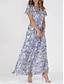 cheap Print Dresses-Women&#039;s Chiffon Casual Dress A Line Dress Floral Print V Neck Maxi Dress Vacation Short Sleeve Summer