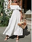 cheap Plain Dresses-Women&#039;s White Dress Long Dress Maxi Dress Chiffon Lace Ruffle Date Vacation Streetwear A Line Off Shoulder Short Sleeve Black White Pink Color