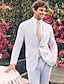 billiga Kostymer-blå rosa herr strandbröllopsdräkter seersucker enfärgad 2-delad standard passform enkelknäppta två-knappar 2024