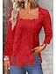 preiswerte Basic-Damenoberteile-Hemd Spitzenhemd Bluse Öse oben Damen Schwarz Weiß Rosa Glatt Spitze Strasse Täglich Modisch Quadratischer Ausschnitt Regular Fit S