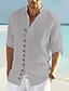 billige Bomuldslinnedskjorte-Herre Skjorte linned skjorte Sommer skjorte Strandtrøje Sort Hvid Lyserød Langærmet Vanlig Krave Forår sommer Afslappet Daglig Tøj