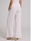 abordables Pantalones básicos de mujer-Mujer Perneras anchas Pantalones de lino Sabana de algodon Bolsillos laterales Perneras anchas Holgado Longitud total Blanco Verano