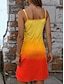abordables Robes à motifs-Femme Robe d&#039;été Robe à enfiler A Ombre Dégradé de Couleur Imprimer Bretelles Fines Mini robe Tropique Hawaïen Vacances Sans Manches Eté