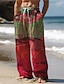 preiswerte Bedruckte Hosen-Herren Hawaiianisch Farbblock Mehrfarbig Hosen Hose 3D-Druck Hose mit geradem Bein Mittlere Taillenlinie Elastischer Kordelzug in der Taille Outdoor Strasse Festtage Sommer Frühling Herbst entspannte