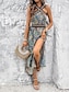 Χαμηλού Κόστους Print Φορέματα-Γυναικεία Φόρεμα σε ευθεία γραμμή Φόρεμα για τον ήλιο 3D εκτύπωση Αφηρημένο Με Κορδόνια Εξώπλατο Κάνε στην άκρη Κρύος ώμος Μακρύ Φόρεμα Μάξι Φόρεμα Κομψό Βοημία Πάρτι Ημέρα του Αγίου Βαλεντίνου