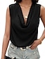 Недорогие Базовые плечевые изделия для женщин-Танк Жен. Черный Полотняное плетение Сексуальные платья Для улицы Повседневные Мода V-образный вырез Стандартный S