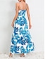 cheap Print Dresses-Women&#039;s Casual Dress A Line Dress Slip Dress Leaf Print Strap Long Dress Maxi Dress Vacation Sleeveless Summer