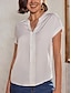 Недорогие Базовые плечевые изделия для женщин-Жен. Большие размеры Рубашка Блуза Шифон Полотняное плетение Повседневные Элегантный стиль Мода Классический С короткими рукавами V-образный вырез Черный