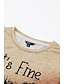 billige T-skjorter til kvinner-Dame T skjorte Rosa Lilla Oransje Grafisk Fargegradering Trykt mønster Langermet Avslappet Helg Tegneserie Rund hals Normal I&#039;m Fine Maling Store størrelser S