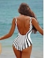 preiswerte Einteilige Badeanzüge-Damen Badeanzug Ein Stück Bademode Gestreift Strandbekleidung Sommer Badeanzüge