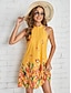 cheap Print Dresses-Women&#039;s Sundress Ombre Floral Print Halter Neck Mini Dress Hawaiian Vacation Sleeveless Summer
