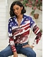 preiswerte Blusen und Hemden für Damen-Damen Hemd Bluse Rote USA Nationalflagge Taste Bedruckt Langarm Täglich Wochenende Strassenmode Brautkleider schlicht Hemdkragen Standard Tag der Unabhängigkeit S