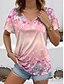olcso Női pólók-Női Póló Virágos Hétköznapi Szabadság Nyomtatott Arcpír rózsaszín Rövid ujjú Divat V-alakú Nyár