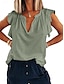 cheap Women&#039;s T-shirts-Women&#039;s T shirt Tee Plain Ruffle Casual Daily Fashion Modern Short Sleeve Split Neck White Summer