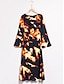 זול הדפס שמלת קז&#039;ואל-שמלת מידי בצווארון סירה בהדפס שיפון
