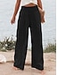 ieftine Bluze și pantaloni de pijama pentru femei-Pentru femei Pantaloni Culoare pură Modă De Bază Confortabili Casă Zilnic Bumbac Și Lenjerie Respirabil Pantaloni lungi Buzunar Talie elastică Vară Negru Alb