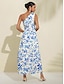 cheap Print Casual Dress-Printed One Shoulder Maxi Dress