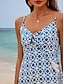 abordables Vestidos estampados-Mujer Gasa Geométrico corbata frontal Franja Escote en Pico Vestido maxi Hawaiano Vacaciones Sin Mangas Verano