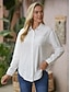cheap Basic Women&#039;s Tops-Women&#039;s Shirt Blouse Linen Button Pocket Work Casual Elegant Fashion Solid Long Sleeve Shirt Collar White Summer Spring