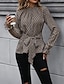 cheap Women&#039;s Blouses &amp; Shirts-Women&#039;s Shirt Blouse Graphic Lace up Print Casual Fashion Long Sleeve Round Neck Khaki Spring &amp;  Fall