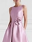 cheap Cocktail Dresses-A-Line Wedding Guest Dress Elegant Dress Formal Semi-formal Floor Length Sleeveless Boat Neck Pink Dress Satin with Pocket 2024